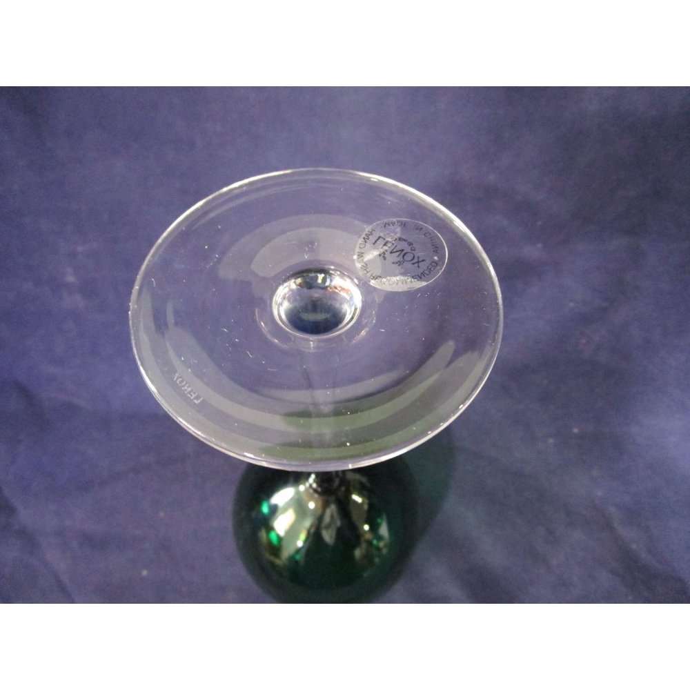 Lenox Holiday Gems Emerald Green Balloon Wine Glass Clear Stem and foot, nwt - Picture 10 of 11